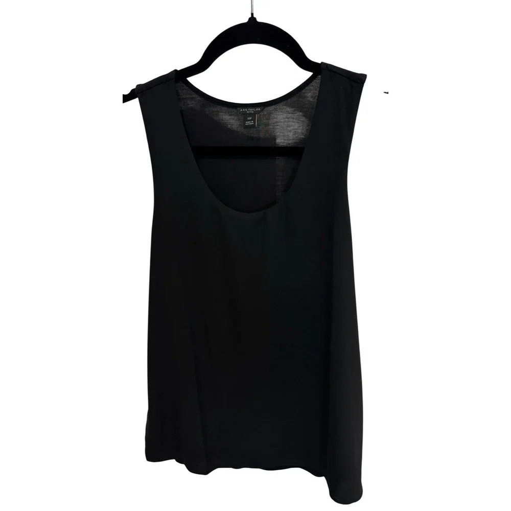 Ann‎ Taylor Petite Black Sleeveless Blouse XSP Shell Top - Picture 3 of 4